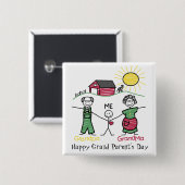 Dag met de grootouder - vierkante button 5,1 cm (Voorkant /achterkant)