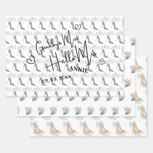 Dag Miss Hallo Mrs Vrijgezellenfeest White Inpakpapier Vel (Set)