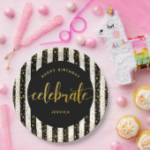 Dag moderne goudhoudende stippen zwart wit papieren bordje (Feest)