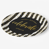 Dag moderne goudhoudende stippen zwart wit papieren bordje (Gekanteld)