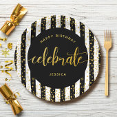 Dag moderne goudhoudende stippen zwart wit papieren bordje