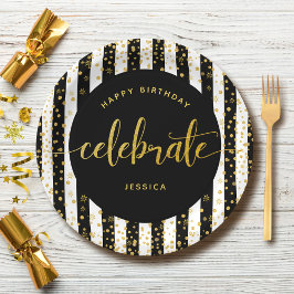 Dag moderne goudhoudende stippen zwart wit papieren bordje