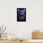 Dag & Nacht Katten: Gespiegelde Twilight Art Poster (Keuken)