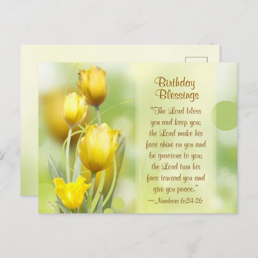 Dag, nummers 6:24-26, Lord Bless You, Tulips Briefkaart (Voorkant / Achterkant)