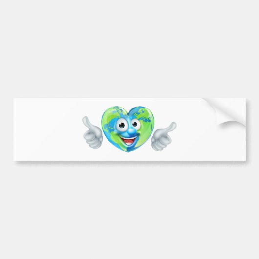 Dag op Aarde duikt op Heart Mascot Cartoon Charact Bumpersticker (Voorkant)