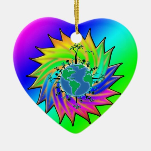 Dag op Aarde ~ Zonnebarst Keramisch Ornament (Voorkant)