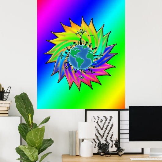 Dag op Aarde ~ Zonnebarst Poster (Thuiskantoor)