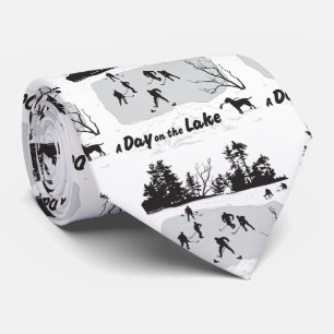Dag op de Lake Pond Hockey Stropdas