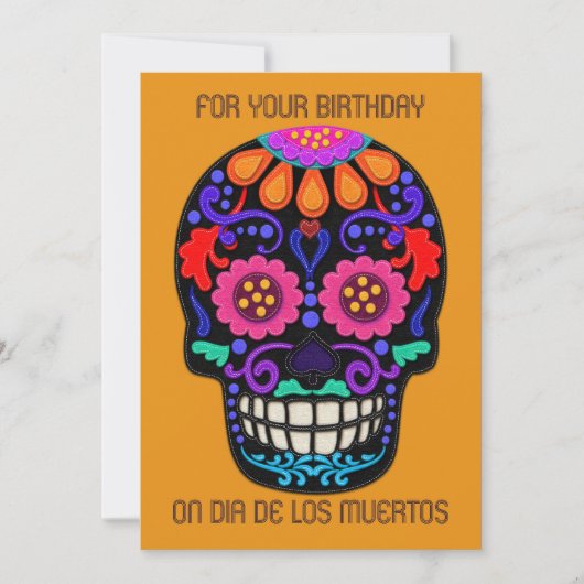 Dag op Dia de los Muertos Felt Kijk Skull (Voorkant)