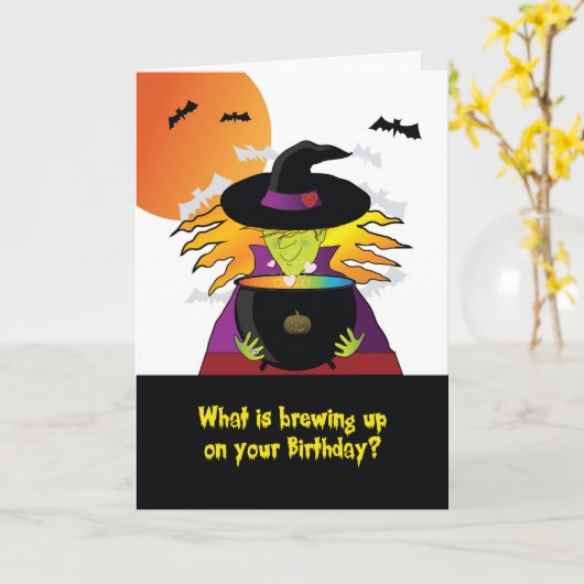 Dag op Halloween Witches Brew Kaart (Gele Bloem)