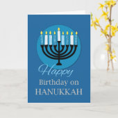 Dag op Hanukkah Menorah op Dark Blue Kaart (Gele Bloem)