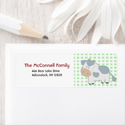 DAG OP HET BOERDERIJ KOE AFDRUKBARE ADRESETIKETTEN ETIKET (Insitu)