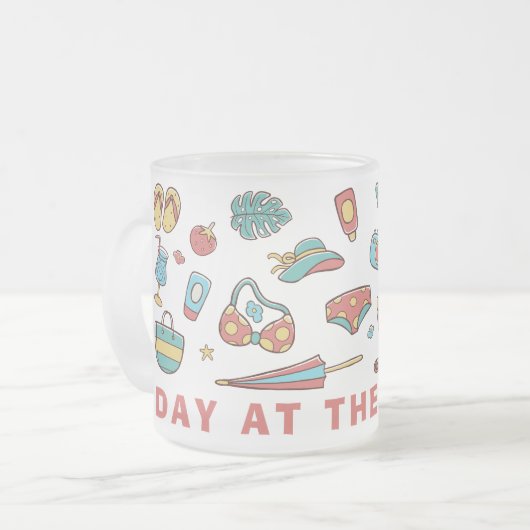 Dag op het strand - 2025 matglas koffiemok (Voorkant links)