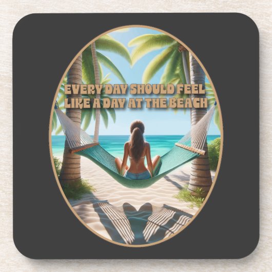 Dag op het strand bier onderzetter (Voorkant)