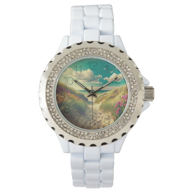 Dag op het strand Edit Retro Look Horloge (Voorkant)