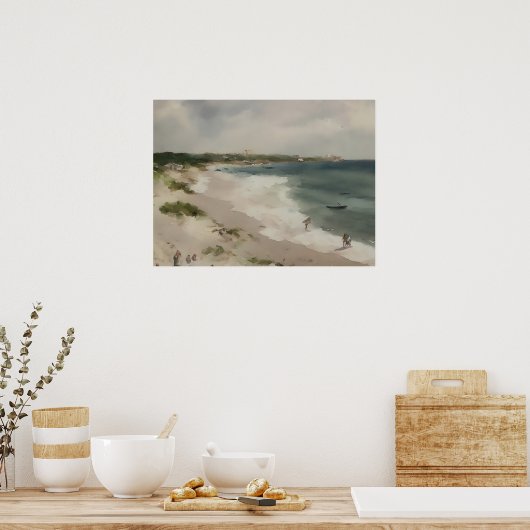 Dag op het strand -  kunst - waterverf poster (Keuken)