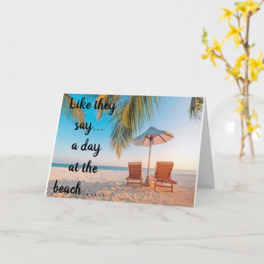 *DAG OP HET STRAND* VERJAARDAG WENSEN KAART (Gele Bloem)