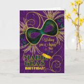 Dag op Mardi Gras Paars met Green Gold Kaart (Gele Bloem)