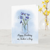 Dag op Moederdag Cornbloem in Mason Jar Kaart (Gele Bloem)