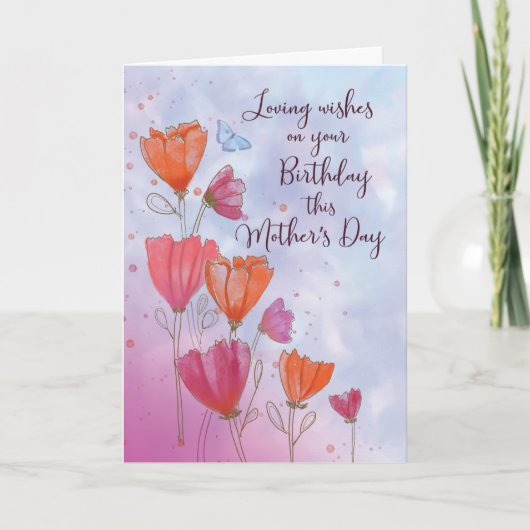 Dag op Moederdag Liefde met Oranje roze kaart (Voorkant)