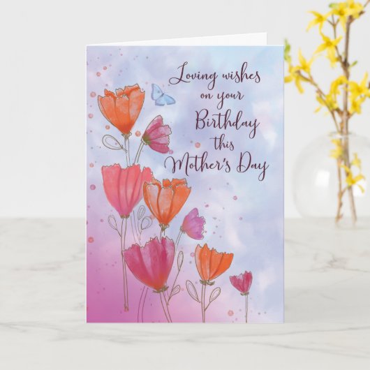 Dag op Moederdag Liefde met Oranje roze kaart (Gele Bloem)