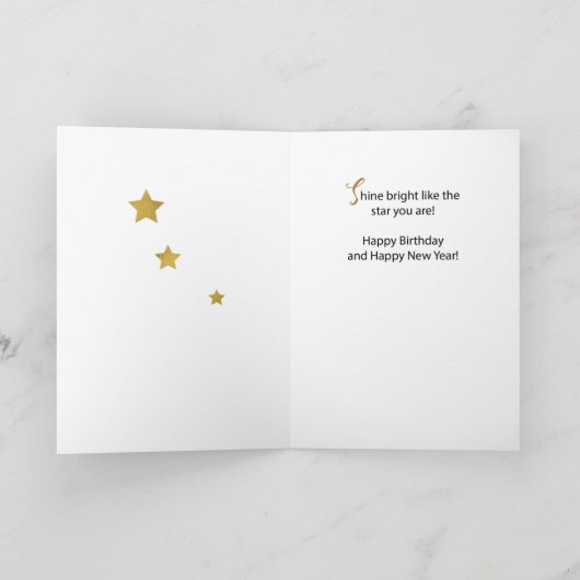 Dag op Nieuwjaarsdag Goud en Zilverblik Kaart (Binnen)