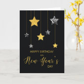 Dag op Nieuwjaarsdag Goud en Zilverblik Kaart (Gele Bloem)