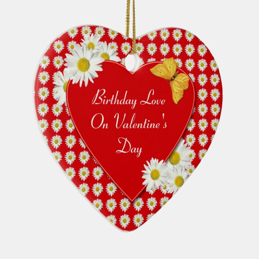 Dag op Valentijnsdag Daisy Heart Ornament (Rechts)
