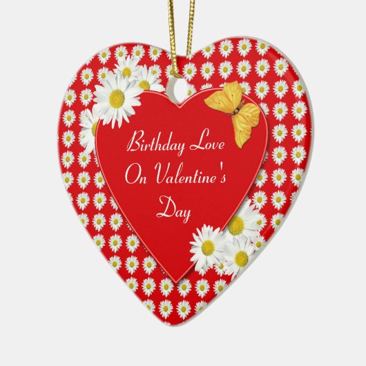 Dag op Valentijnsdag Daisy Heart Ornament (Links)