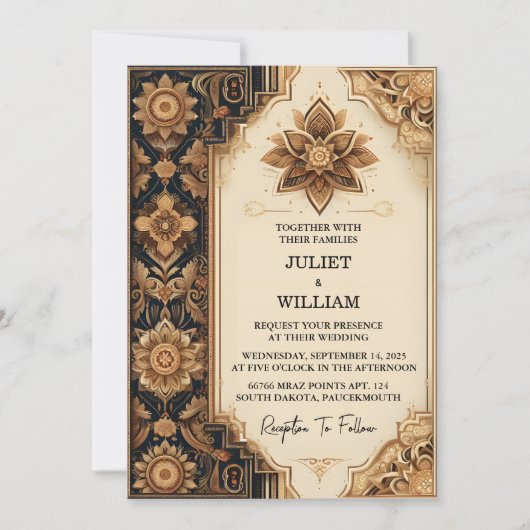 Dag Paleis Hindi Henna Mehndi Indiase stijl bruilo Kaart (Voorkant)