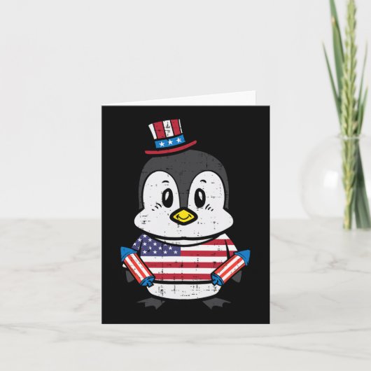 Dag Pinguïn 4th Juli Amerika Peuter Jongens Kinder Kaart (Voorkant)