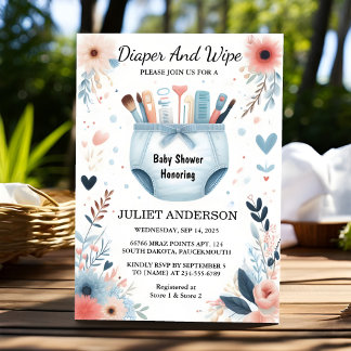 Dag Post Dad Roze Blauw Luier en Veeg Baby shower Kaart