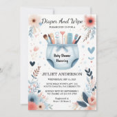 Dag Post Dad Roze Blauw Luier en Veeg Baby shower Kaart (Voorkant)