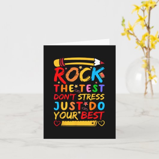 Dag Rock De Test Grappige Leraar Student Testing E Kaart (Gele Bloem)