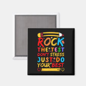 Dag Rock De Test Grappige Leraar Student Testing E Magneet (Voorkant / Achterkant)
