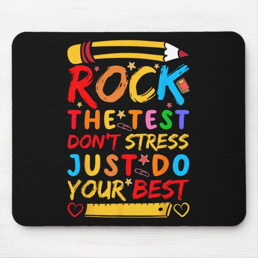 Dag Rock De Test Grappige Leraar Student Testing E Muismat (Voorkant)