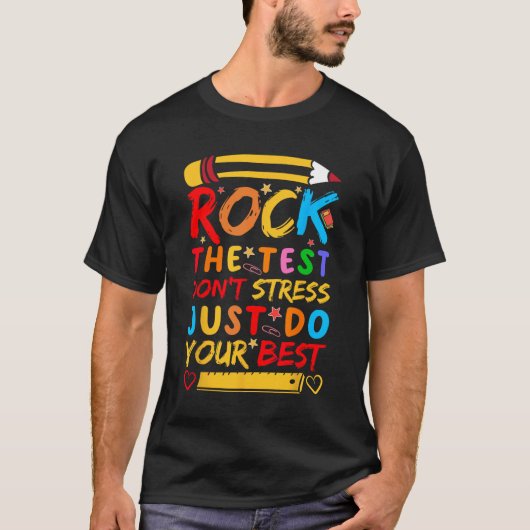 Dag Rock De Test Grappige Leraar Student Testing E T-shirt (Voorkant)