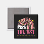 Dag Rock De Test Leraar Testdag Regenboog Leop Magneet (Voorkant / Achterkant)