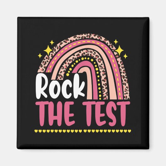 Dag Rock De Test Leraar Testdag Regenboog Leop Magneet (Voorkant)