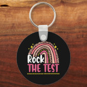 Dag Rock De Test Leraar Testdag Regenboog Leop Sleutelhanger (Voorkant)
