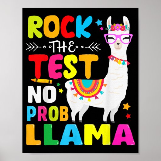 Dag Rock De Test Leren Geen Prob Llama Leraar Poster (Voorkant)