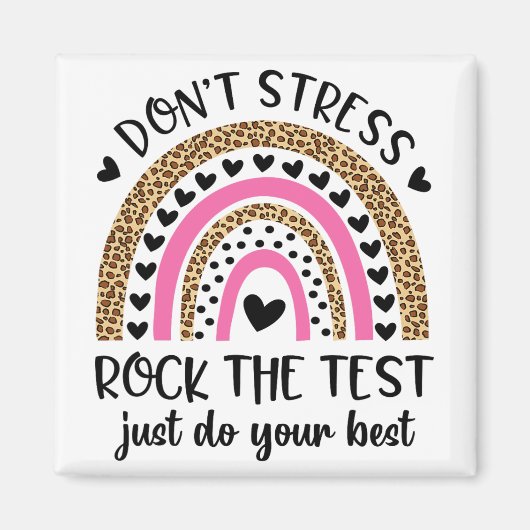 Dag Rock De Test Regenboog Leraar Grappige Testen Magneet (Voorkant)