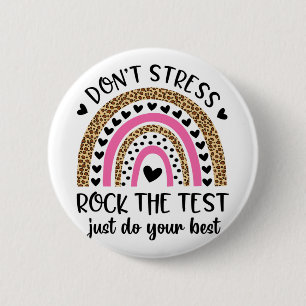 Dag Rock De Test Regenboog Leraar Grappige Testen Ronde Button 5,7 Cm