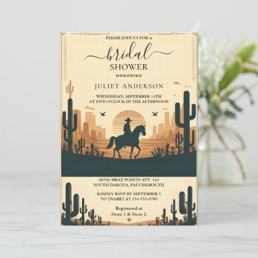 Dag Rodeo Retro Paard Rustiek Western Vrijgezellen Kaart (Staand voorkant)