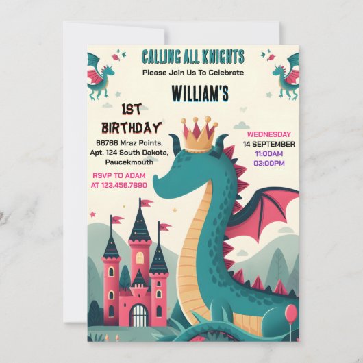 Dag Schattigee Kinder Hero Boys Meisjes Dragon 1e  Kaart (Voorkant)