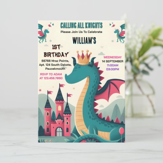 Dag Schattigee Kinder Hero Boys Meisjes Dragon 1e  Kaart (Staand voorkant)