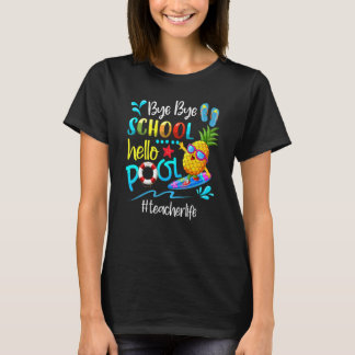 Dag, school Hallo school Leven leraar laatste dag T-shirt