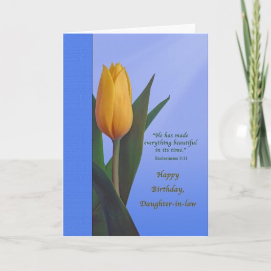 Dag, schoondochter, Golden Tulip Flower Kaart (Voorkant)