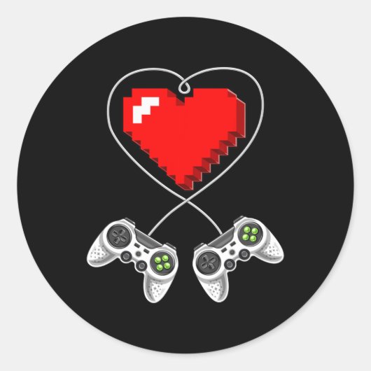 Dag Shirten Video Game Controller Hart Gamer Ronde Sticker (Voorkant)