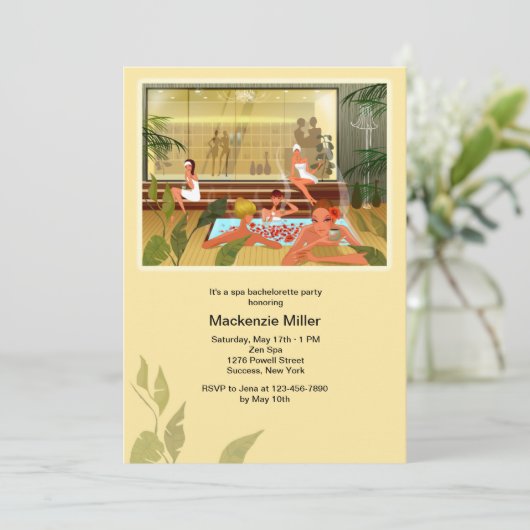 Dag Spa Bachelorette Party uitnodiging (Staand voorkant)
